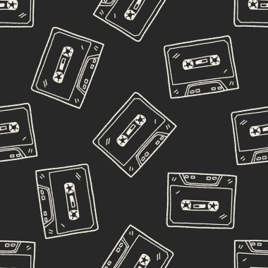 müzik kaseti doodle Dikişsiz desen arka plan