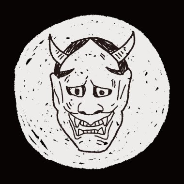 Japonya hayalet maske doodle