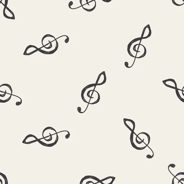 Musica nota doodle modello senza soluzione di continuità sfondo — Vettoriale Stock