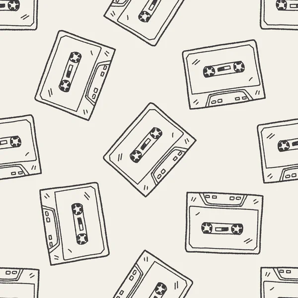 Müzik kaseti doodle Dikişsiz desen arka plan — Stok Vektör