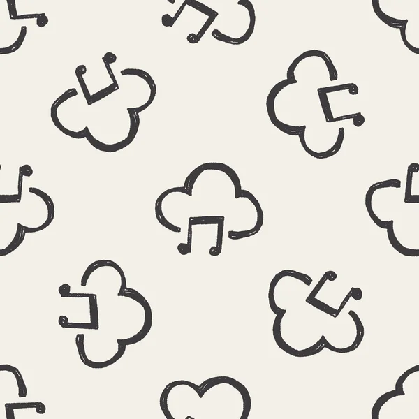 Cloud music doodle seamless pattern background — Stock Vector