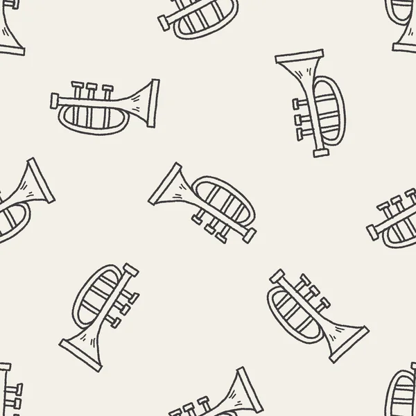 Trompet doodle Dikişsiz desen arka plan — Stok Vektör