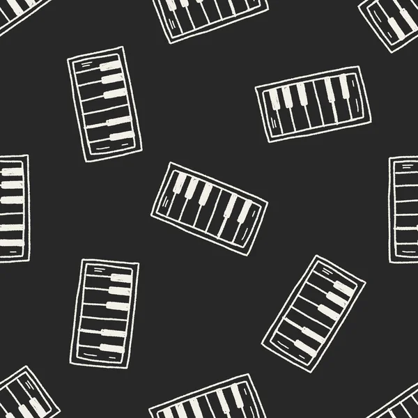 Piano doodle sin costura patrón de fondo — Vector de stock