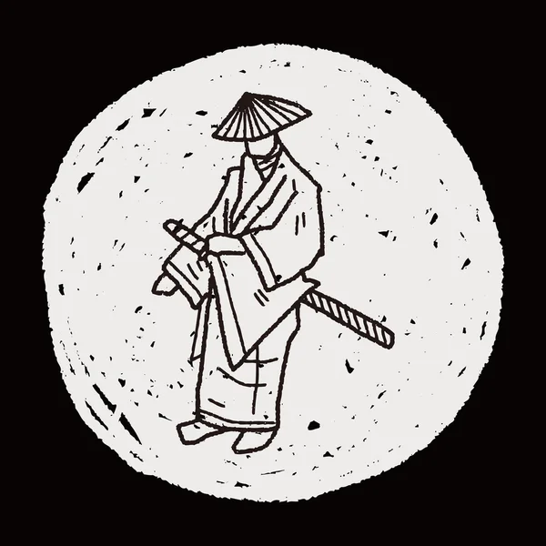 Samouraï doodle — Image vectorielle