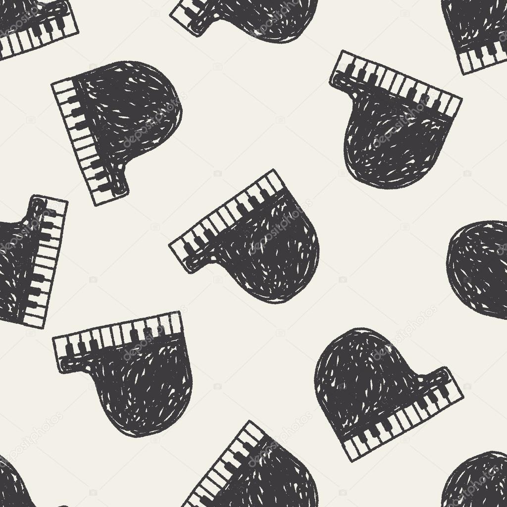piano doodle seamless pattern background