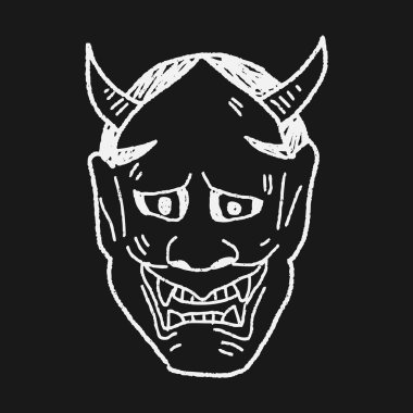 Japonya hayalet maske doodle