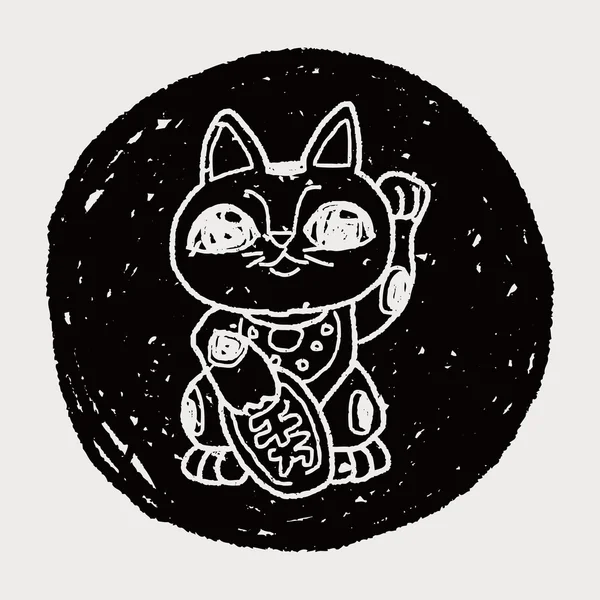 Doodle štěstí kočka — Stockový vektor
