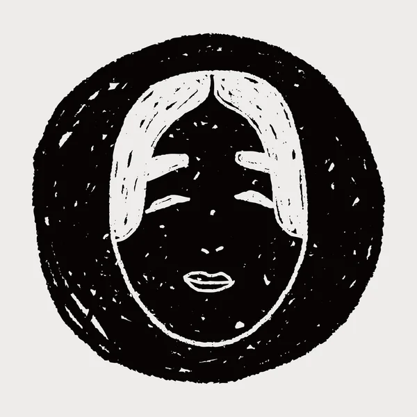 Japanische Maske Doodle — Stockvektor