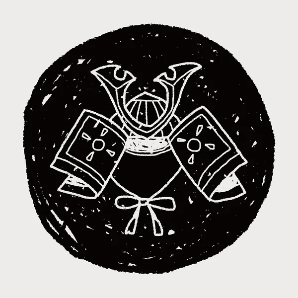 Samuray kask doodle — Stok Vektör