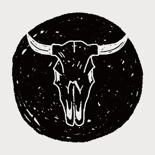 Ko skalle doodle — Stock vektor