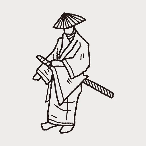 Doodle de samurai —  Vetores de Stock