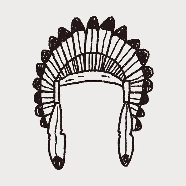 Indianerna hatt doodle — Stock vektor