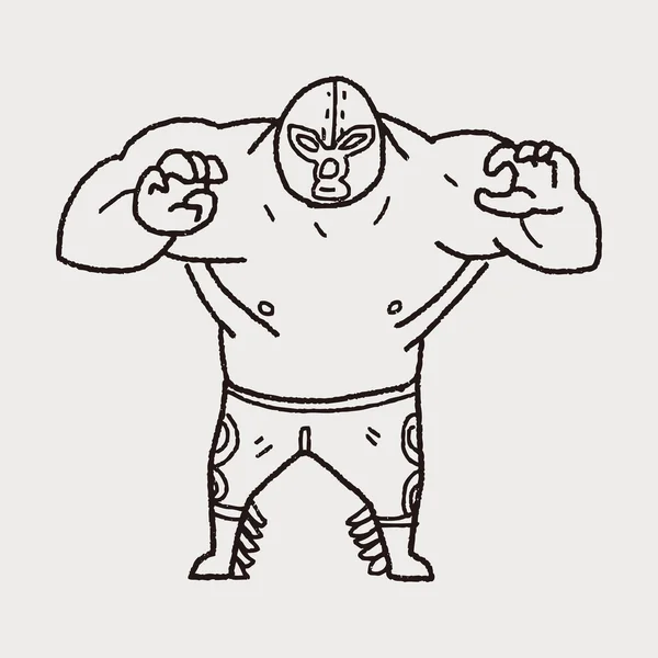 Mexicain lutteur doodle — Image vectorielle