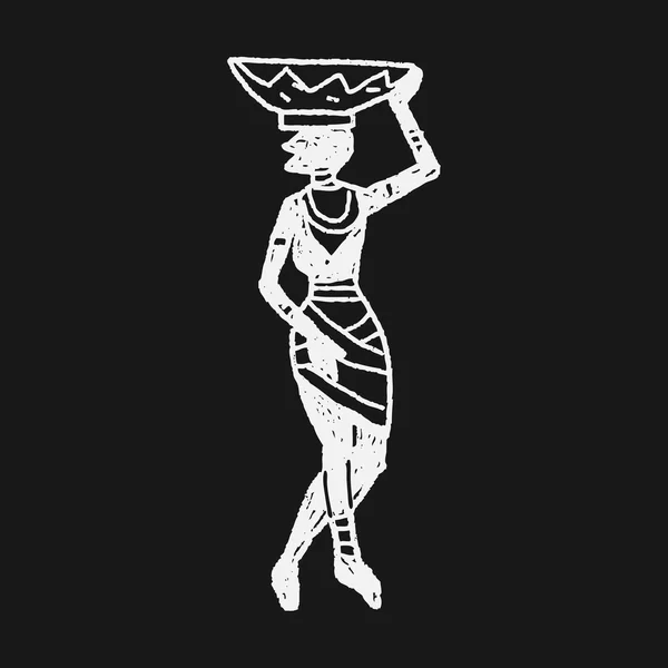African Vase femme doodle — Image vectorielle