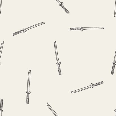 Japon bıçak doodle Dikişsiz desen arka plan
