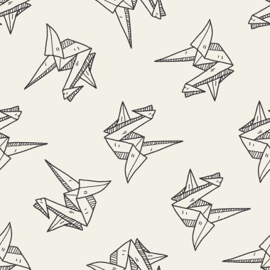 Kağıt kuş doodle Dikişsiz desen arka plan