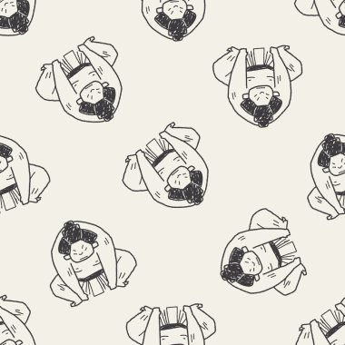 Sumo doodle Dikişsiz desen arka plan