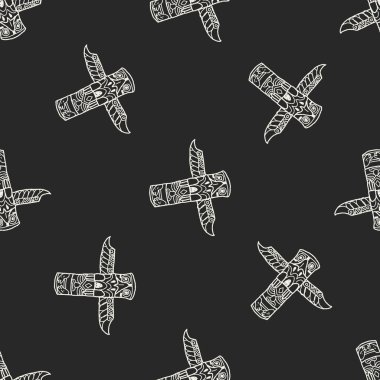 Totem direği doodle Dikişsiz desen arka plan