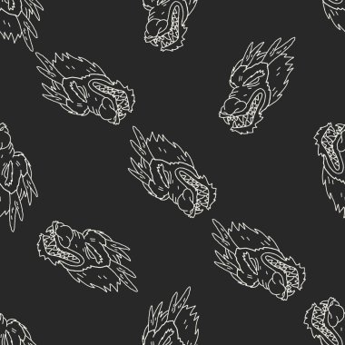 Çince ejderha doodle Dikişsiz desen arka plan