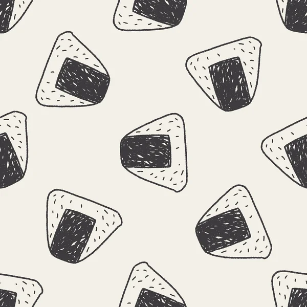 Onigiri doodle fondo patrón sin costuras — Archivo Imágenes Vectoriales