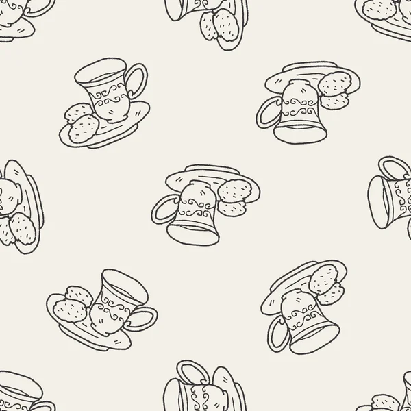 Après-midi thé doodle sans couture motif fond — Image vectorielle