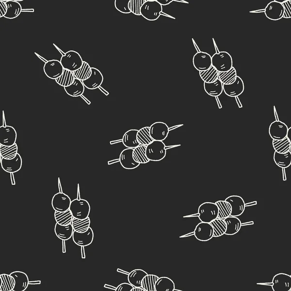 Frikadellen-Doodle nahtlose Muster Hintergrund — Stockvektor