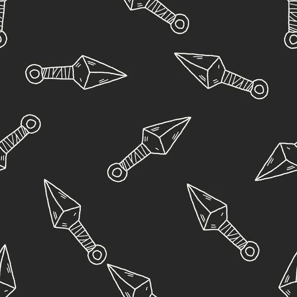 Ninja weapon doodle seamless pattern background — Stock Vector