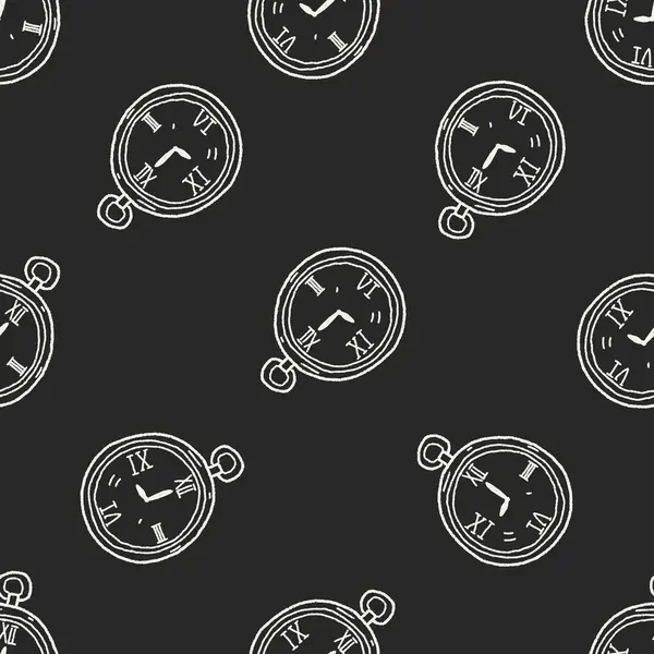 Doodle reloj sin costura patrón de fondo — Vector de stock