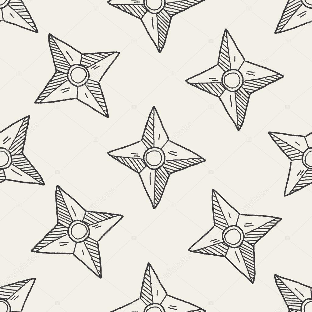 ninja weapon doodle seamless pattern background