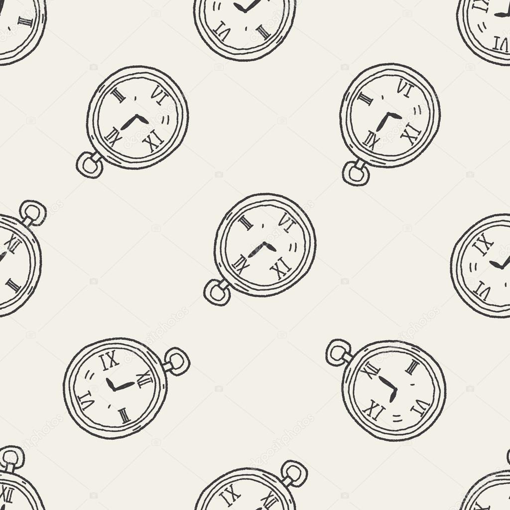 doodle watch seamless pattern background