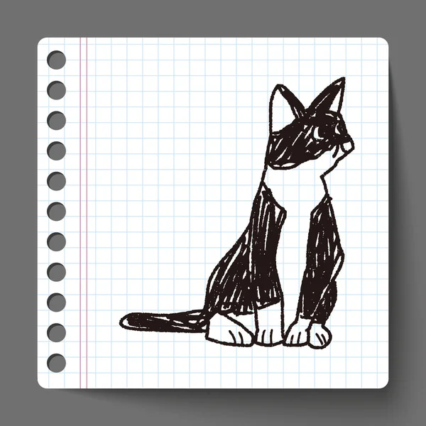 Desenho doodle gato — Vetor de Stock