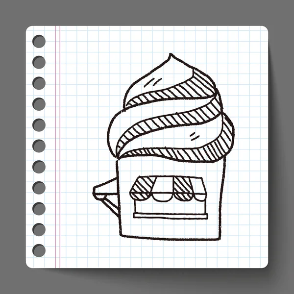 Ice cream store doodle — Stock Vector