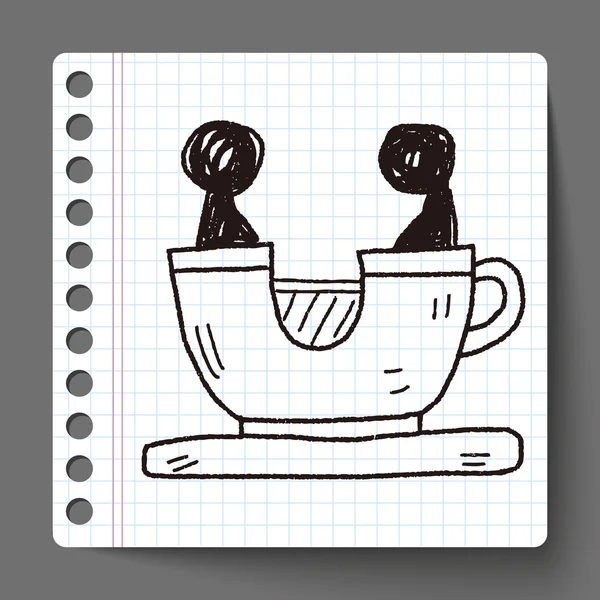 Kaffeetasse spielen Park Doodle — Stockvektor