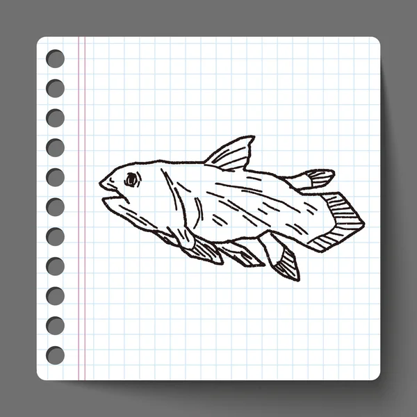 Doodle dinosaura ryb — Stockový vektor