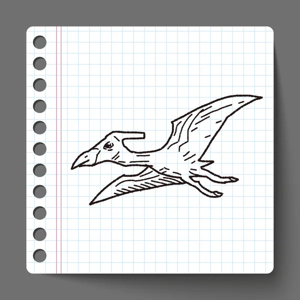 Pterodactyl dinosaurus doodle — Stockvector