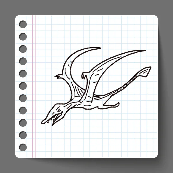 Pterodaktyla dinosaura doodle — Stockový vektor