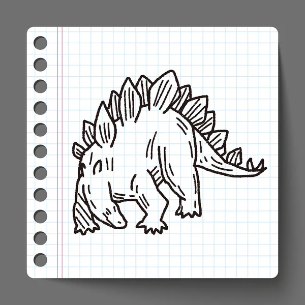 Дудл динозавра стегозавра — стоковый вектор