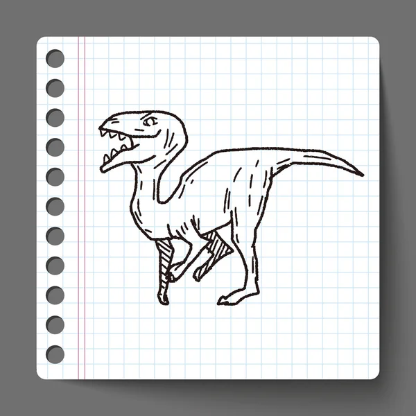 Doodle dinosaurus - Stok Vektor