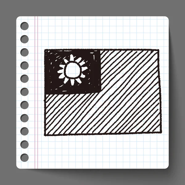 Bandera de Taiwán doodle — Vector de stock