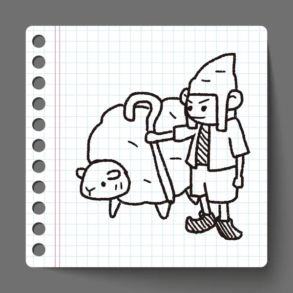 Pastýř doodle — Stockový vektor