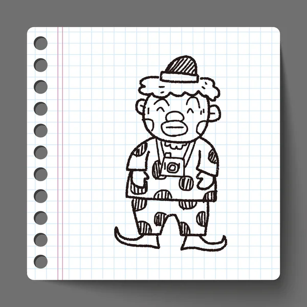 Clown doodle tekening — Stockvector