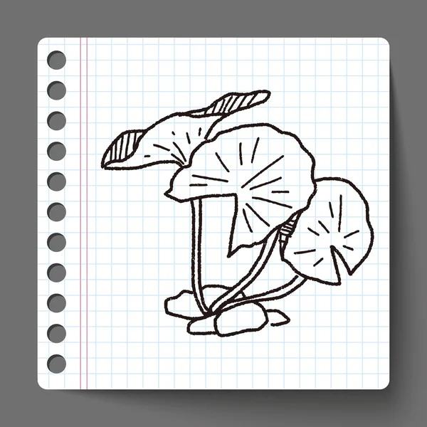 Lotosový list doodle — Stockový vektor