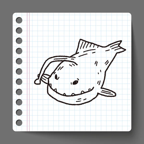 Lantern fish doodle — Stock Vector