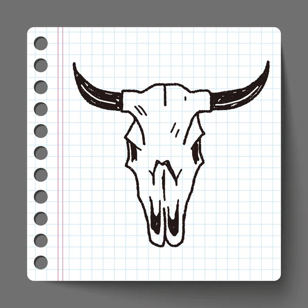 Ko skalle doodle — Stock vektor