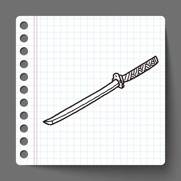 Cuchillo japonés doodle — Vector de stock