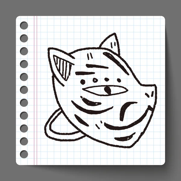 Máscara de raposa doodle — Vetor de Stock