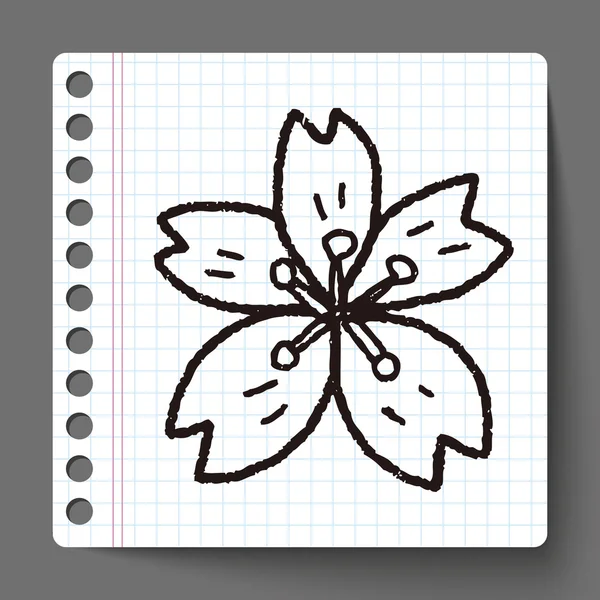 Cereja flores doodle — Vetor de Stock