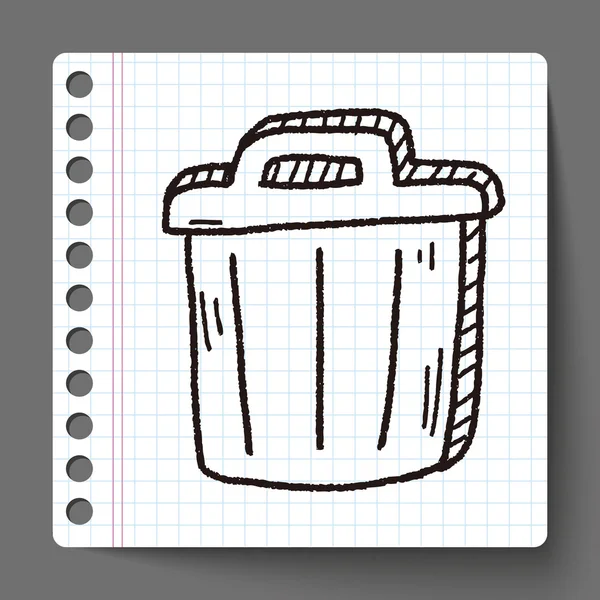Papperskorgen kan doodle ritning — Stock vektor