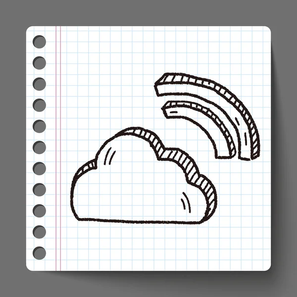 Internet wolk doodle tekening — Stockvector