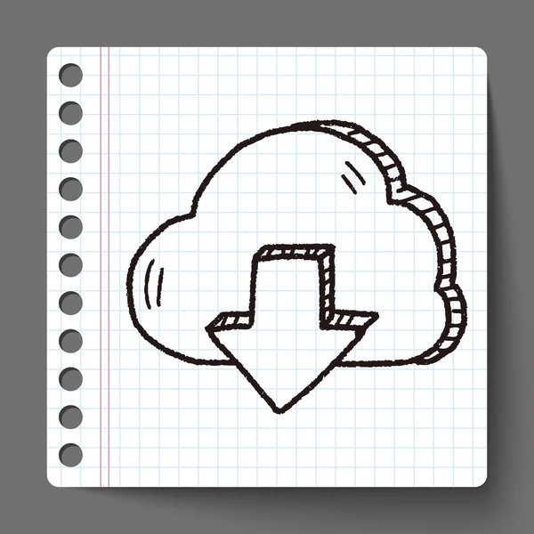 Internet wolk doodle tekening — Stockvector